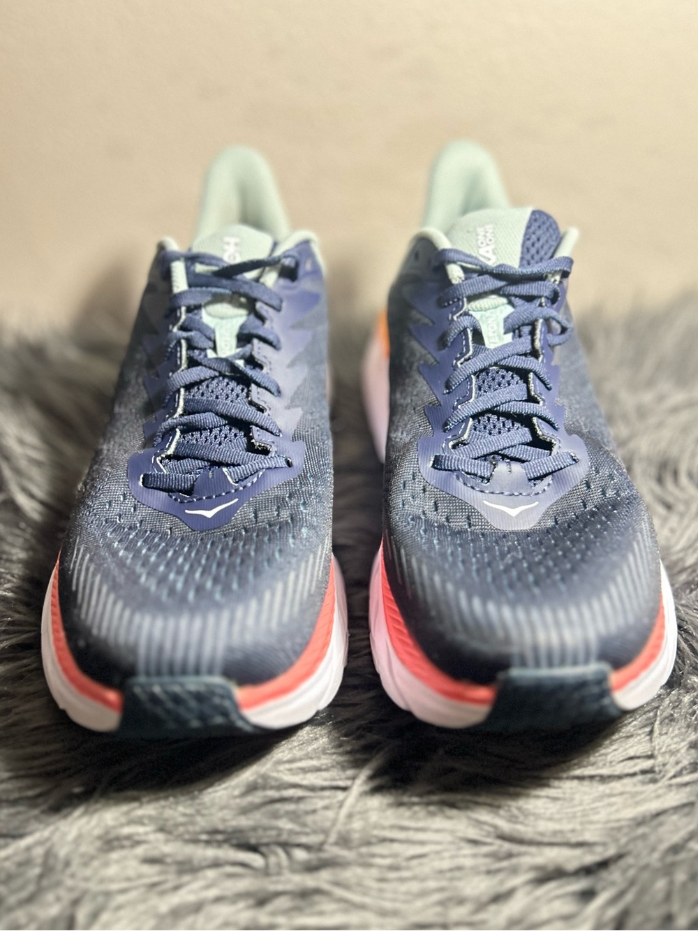 Hoka One One Clifton 7  Blue Orange Running Sneakers Running Size 11 - Picture 7 of 10